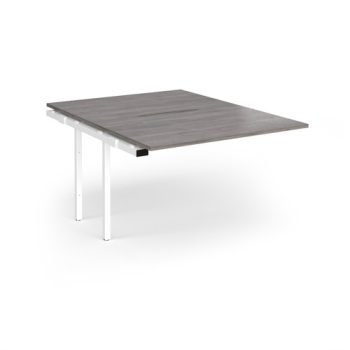 Connex Angled 1200 x 1600 x 725mm Back to Back Add On Bay - White Frame / Grey Oak Top - ACO1216-AB-WH-GO