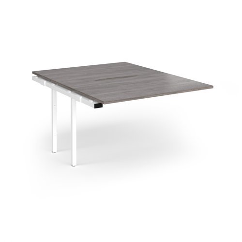 Connex Angled 1200 x 1600 x 725mm Back to Back Add On Bay - White Frame / Grey Oak Top - ACO1216-AB-WH-GO