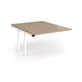 Connex Angled 1200 x 1600 x 725mm Back to Back Add On Bay - White Frame / Kendal Oak Top - ACO1216-AB-WH-KO
