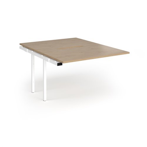 Connex Angled 1200 x 1600 x 725mm Back to Back Add On Bay - White Frame / Kendal Oak Top - ACO1216-AB-WH-KO