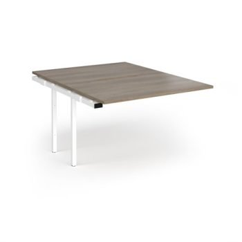 Connex Angled 1200 x 1600 x 725mm Back to Back Add On Bay - White Frame / Nebraska Oak Top - ACO1216-AB-WH-NO