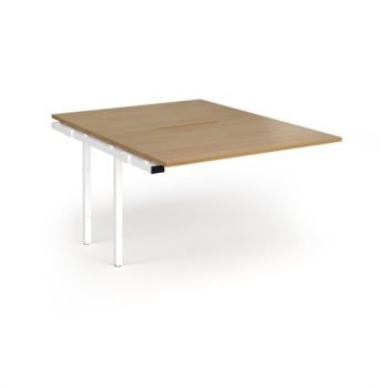 Connex Angled 1200 x 1600 x 725mm Back to Back Add On Bay - White Frame / Oak Top - ACO1216-AB-WH-O