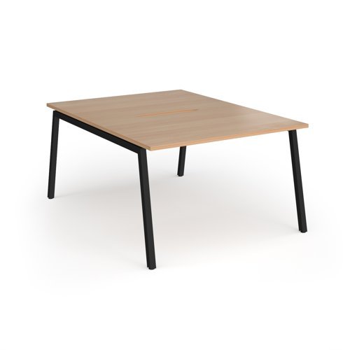 Connex Angled 1200 x 1600 x 725mm Back to Back Desk ( 2 x 1200mm ) - Black Frame / Beech Top - ACO1216-K-B