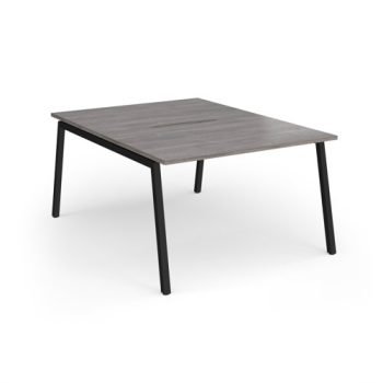 Connex Angled 1200 x 1600 x 725mm Back to Back Desk ( 2 x 1200mm ) - Black Frame / Grey Oak Top - ACO1216-K-GO