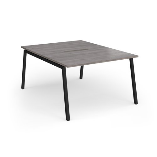 Connex Angled 1200 x 1600 x 725mm Back to Back Desk ( 2 x 1200mm ) - Black Frame / Grey Oak Top - ACO1216-K-GO
