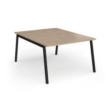 Connex Angled 1200 x 1600 x 725mm Back to Back Desk ( 2 x 1200mm ) - Black Frame / Kendal Oak Top - ACO1216-K-KO