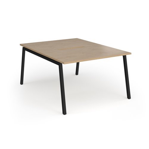 Connex Angled 1200 x 1600 x 725mm Back to Back Desk ( 2 x 1200mm ) - Black Frame / Kendal Oak Top - ACO1216-K-KO