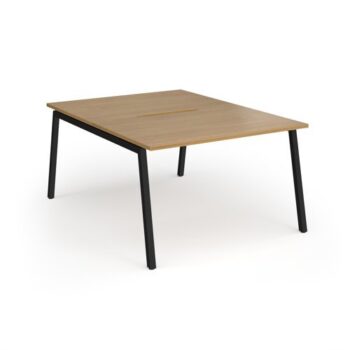 Connex Angled 1200 x 1600 x 725mm Back to Back Desk ( 2 x 1200mm ) - Black Frame / Oak Top - ACO1216-K-O
