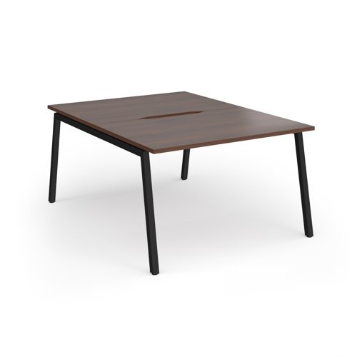 Connex Angled 1200 x 1600 x 725mm Back to Back Desk ( 2 x 1200mm ) - Black Frame / Walnut Top - ACO1216-K-W