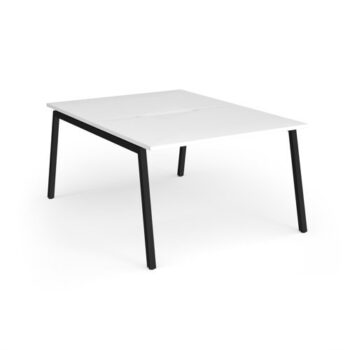 Connex Angled 1200 x 1600 x 725mm Back to Back Desk ( 2 x 1200mm ) - Black Frame / White Top - ACO1216-K-WH