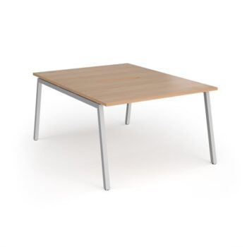 Connex Angled 1200 x 1600 x 725mm Back to Back Desk ( 2 x 1200mm ) - Silver Frame / Beech Top - ACO1216-S-B