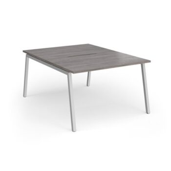 Connex Angled 1200 x 1600 x 725mm Back to Back Desk ( 2 x 1200mm ) - Silver Frame / Grey Oak Top - ACO1216-S-GO