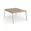 Connex Angled 1200 x 1600 x 725mm Back to Back Desk ( 2 x 1200mm ) - Silver Frame / Kendal Oak Top - ACO1216-S-KO