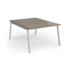 Connex Angled 1200 x 1600 x 725mm Back to Back Desk ( 2 x 1200mm ) - Silver Frame / Nebraska Oak Top - ACO1216-S-NO