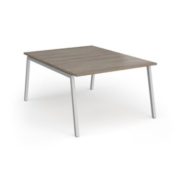 Connex Angled 1200 x 1600 x 725mm Back to Back Desk ( 2 x 1200mm ) - Silver Frame / Nebraska Oak Top - ACO1216-S-NO