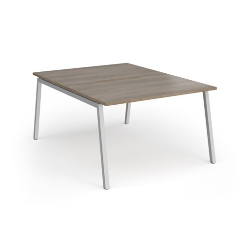 Connex Angled 1200 x 1600 x 725mm Back to Back Desk ( 2 x 1200mm ) - Silver Frame / Nebraska Oak Top - ACO1216-S-NO