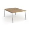 Connex Angled 1200 x 1600 x 725mm Back to Back Desk ( 2 x 1200mm ) - Silver Frame / Oak Top - ACO1216-S-O