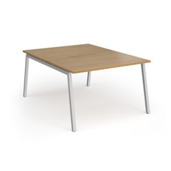 Connex Angled 1200 x 1600 x 725mm Back to Back Desk ( 2 x 1200mm ) - Silver Frame / Oak Top - ACO1216-S-O