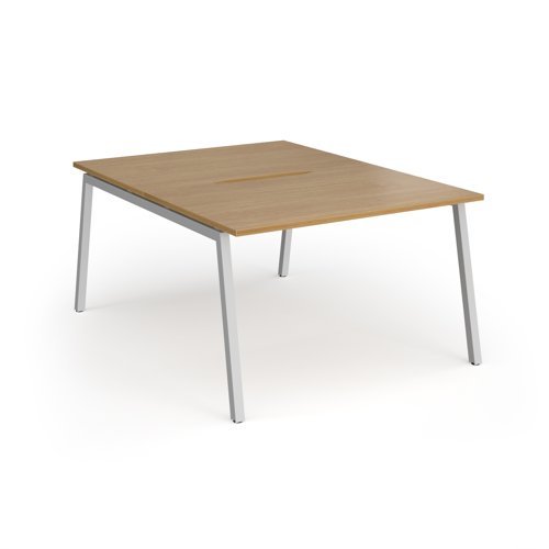 Connex Angled 1200 x 1600 x 725mm Back to Back Desk ( 2 x 1200mm ) - Silver Frame / Oak Top - ACO1216-S-O
