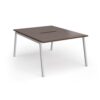 Connex Angled 1200 x 1600 x 725mm Back to Back Desk ( 2 x 1200mm ) - Silver Frame / Walnut Top - ACO1216-S-W