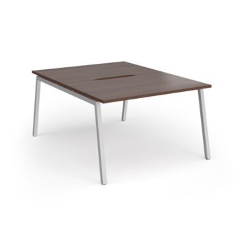 Connex Angled 1200 x 1600 x 725mm Back to Back Desk ( 2 x 1200mm ) - Silver Frame / Walnut Top - ACO1216-S-W