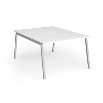 Connex Angled 1200 x 1600 x 725mm Back to Back Desk ( 2 x 1200mm ) - Silver Frame / White Top - ACO1216-S-WH