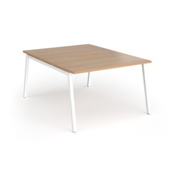 Connex Angled 1200 x 1600 x 725mm Back to Back Desk ( 2 x 1200mm ) - White Frame / Beech Top - ACO1216-WH-B
