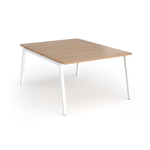 Connex Angled 1200 x 1600 x 725mm Back to Back Desk ( 2 x 1200mm ) - White Frame / Beech Top - ACO1216-WH-B
