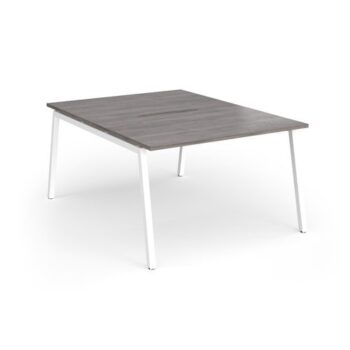 Connex Angled 1200 x 1600 x 725mm Back to Back Desk ( 2 x 1200mm ) - White Frame / Grey Oak Top - ACO1216-WH-GO