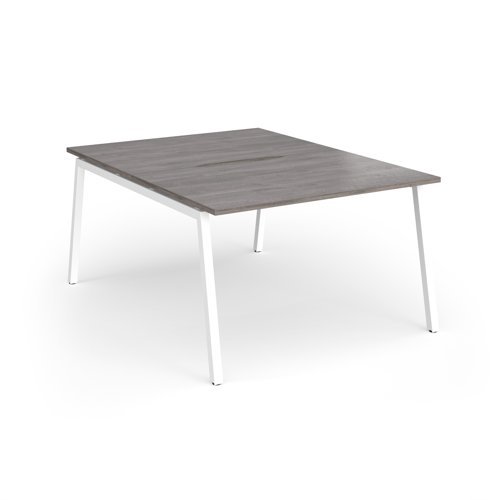 Connex Angled 1200 x 1600 x 725mm Back to Back Desk ( 2 x 1200mm ) - White Frame / Grey Oak Top - ACO1216-WH-GO