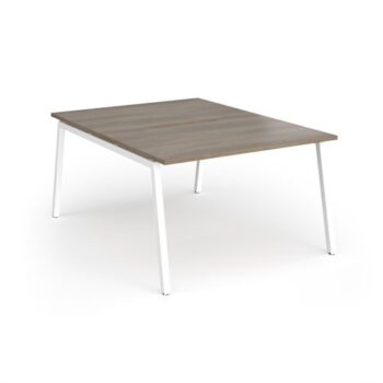 Connex Angled 1200 x 1600 x 725mm Back to Back Desk ( 2 x 1200mm ) - White Frame / Nebraska Oak Top - ACO1216-WH-NO