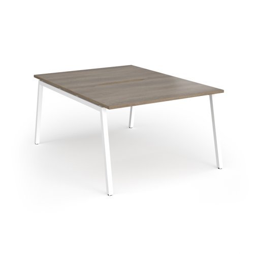 Connex Angled 1200 x 1600 x 725mm Back to Back Desk ( 2 x 1200mm ) - White Frame / Nebraska Oak Top - ACO1216-WH-NO