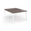 Connex Angled 1200 x 1600 x 725mm Back to Back Desk ( 2 x 1200mm ) - White Frame / Walnut Top - ACO1216-WH-W