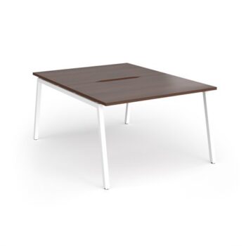 Connex Angled 1200 x 1600 x 725mm Back to Back Desk ( 2 x 1200mm ) - White Frame / Walnut Top - ACO1216-WH-W