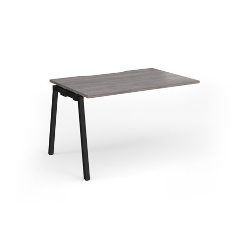 Connex Angled 1200 x 800 x 725mm Single Add On Bay - Black Frame / Grey Oak Top - ACO128-AB-K-GO