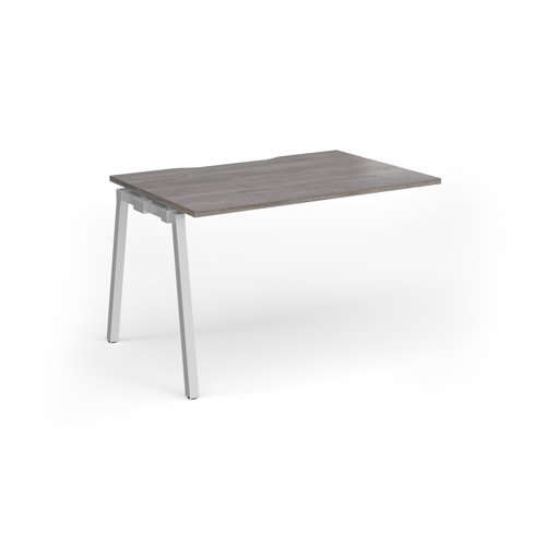 Connex Angled 1200 x 800 x 725mm Single Add On Bay - Silver Frame / Grey Oak Top - ACO128-AB-S-GO