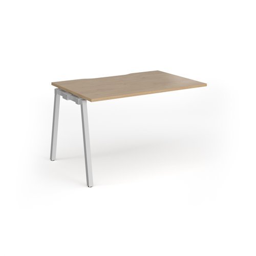 Connex Angled 1200 x 800 x 725mm Single Add On Bay - Silver Frame / Kendal Oak Top - ACO128-AB-S-KO