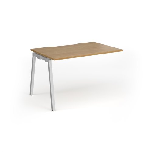 Connex Angled 1200 x 800 x 725mm Single Add On Bay - Silver Frame / Oak Top - ACO128-AB-S-O