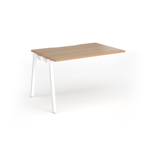 Connex Angled 1200 x 800 x 725mm Single Add On Bay - White Frame / Beech Top - ACO128-AB-WH-B
