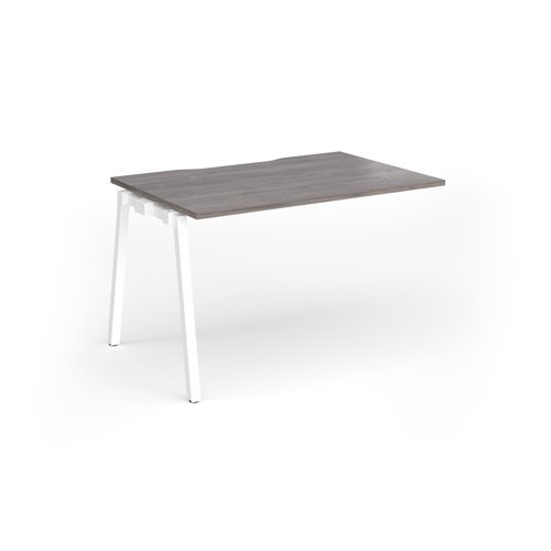 Connex Angled 1200 x 800 x 725mm Single Add On Bay - White Frame / Grey Oak Top - ACO128-AB-WH-GO
