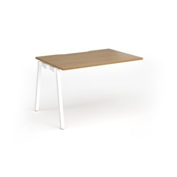 Connex Angled 1200 x 800 x 725mm Single Add On Bay - White Frame / Oak Top - ACO128-AB-WH-O