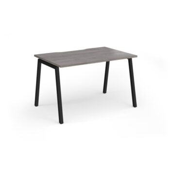 Connex Angled 1200 x 800 x 725mm Single Desk - Black Frame / Grey Oak Top - ACO128-K-GO