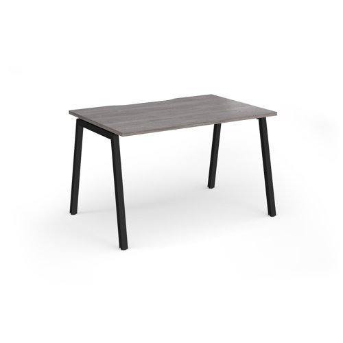 Connex Angled 1200 x 800 x 725mm Single Desk - Black Frame / Grey Oak Top - ACO128-K-GO