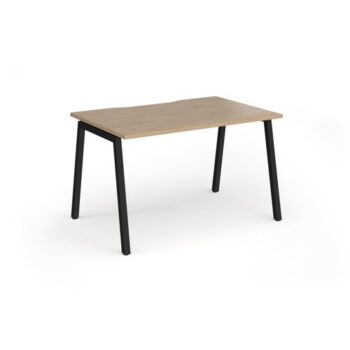 Connex Angled 1200 x 800 x 725mm Single Desk - Black Frame / Kendal Oak Top - ACO128-K-KO