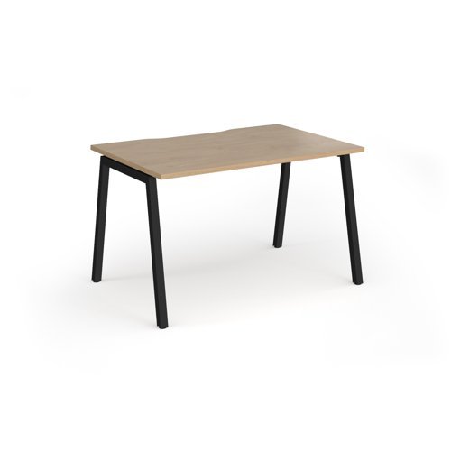 Connex Angled 1200 x 800 x 725mm Single Desk - Black Frame / Kendal Oak Top - ACO128-K-KO