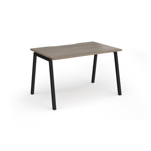 Connex Angled 1200 x 800 x 725mm Single Desk - Black Frame / Nebraska Oak Top - ACO128-K-NO