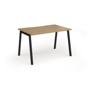 Connex Angled 1200 x 800 x 725mm Single Desk - Black Frame / Oak Top - ACO128-K-O