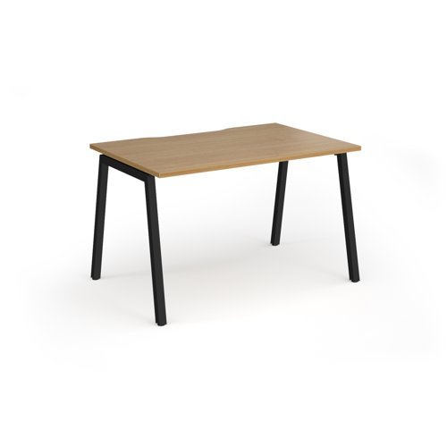 Connex Angled 1200 x 800 x 725mm Single Desk - Black Frame / Oak Top - ACO128-K-O