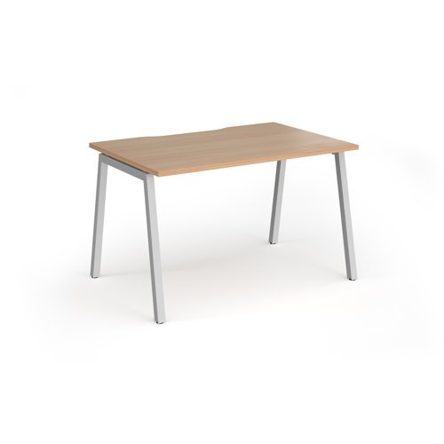 Connex Angled 1200 x 800 x 725mm Single Desk - Silver Frame / Beech Top - ACO128-S-B