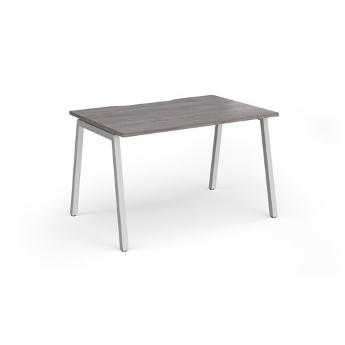 Connex Angled 1200 x 800 x 725mm Single Desk - Silver Frame / Grey Oak Top - ACO128-S-GO